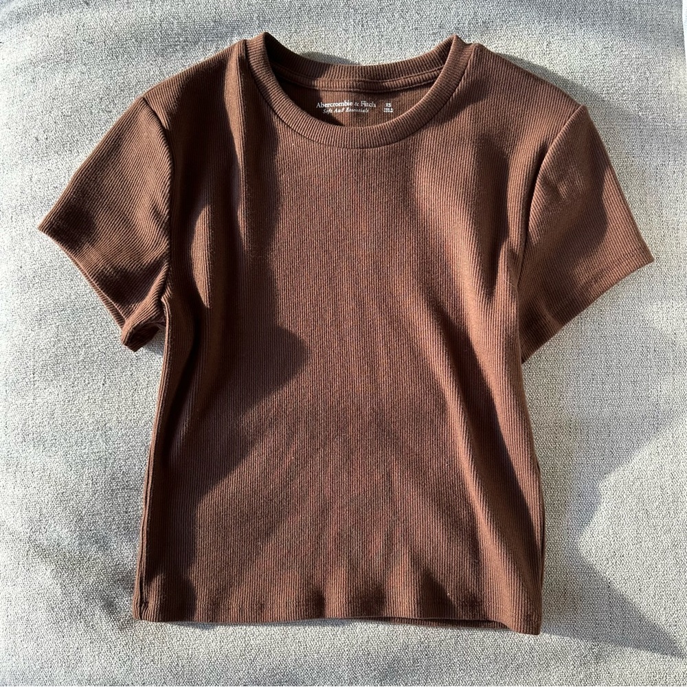 A&F Ribbed Brown Crop Top
